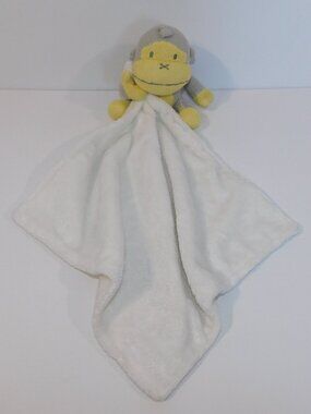Baby Bum Yellow Gray Knit Monkey Chimp Security Blanket Lovey nunu Soother Toy